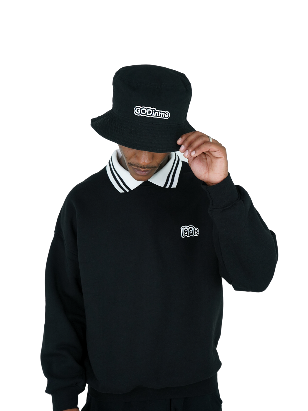 Represent your timeless style with this Black GODinme Bucket Hat featuring the iconic GODinme brand name and logo embroidered in White.
