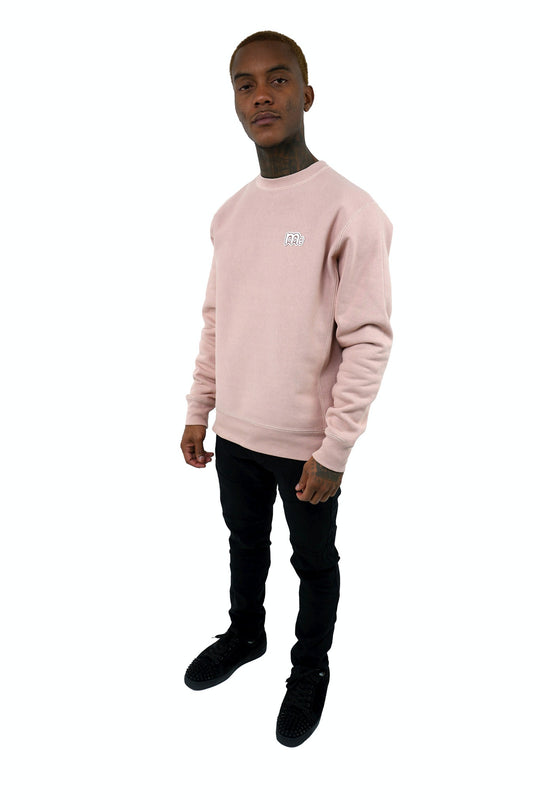 Luxury Dusty Pink Crewneck with premium cross grain design to ensure long-lasting comfort and wear. Featuring logo at left front and GODinme on the back.