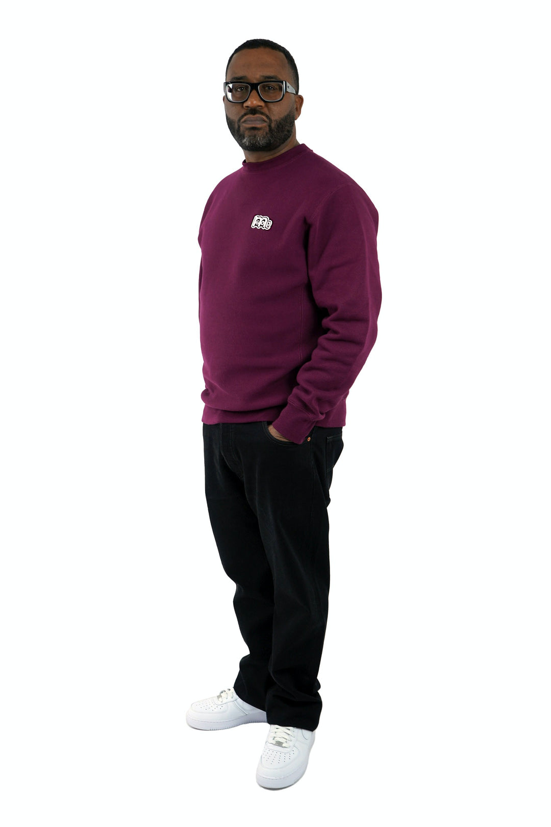 Luxury Maroon Crewneck with premium cross grain design to ensure long-lasting comfort and wear. Featuring logo at left front and GODinme on the back.