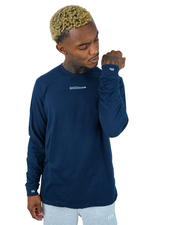 Made to feel like sueded peach fuzz, this Blue long sleeve shirt offers unbeatable comfort. The GODinme printed on front chest and the logo on sleeve cuffs and upper back represent boldness and style.