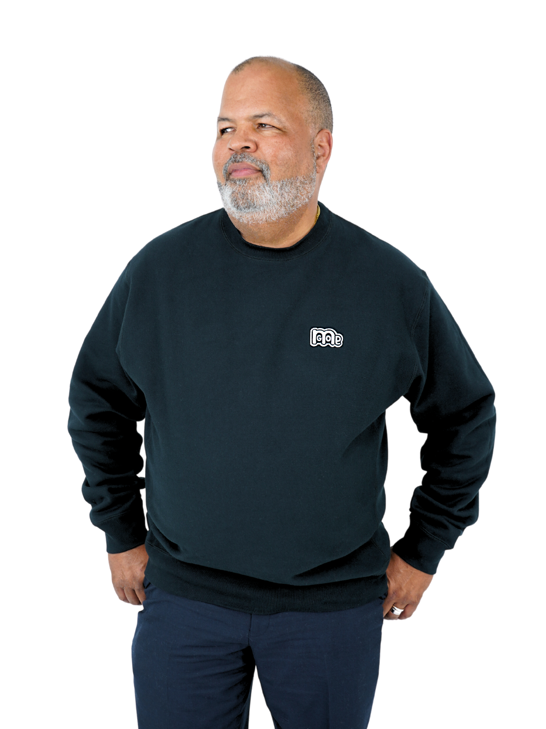 Luxury Black Crewneck with premium cross grain design to ensure long-lasting comfort and wear. Featuring logo at left front and GODinme on the back.