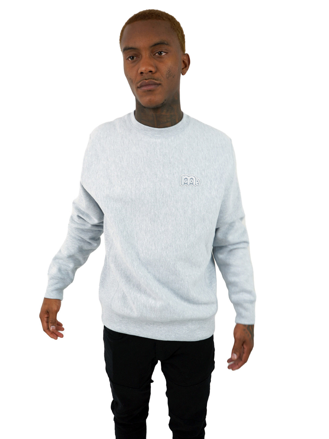 Luxury Grey Crewneck with premium cross grain design to ensure long-lasting comfort and wear. Featuring logo at left front and GODinme on the back.