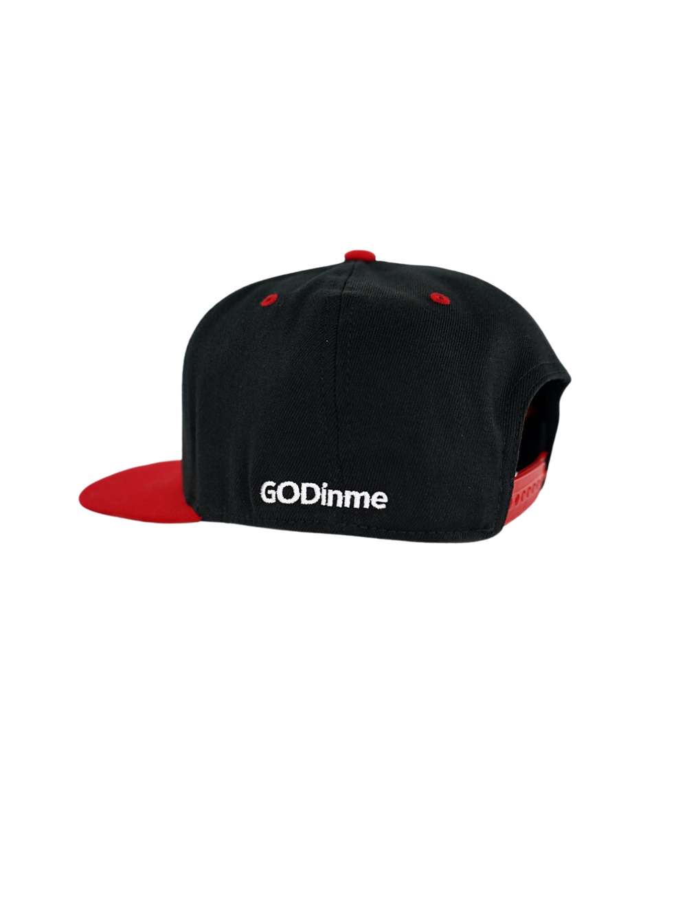 2 tone Black and Red premium wool design with moisture-wicking sweatband; featuring a bold White puff logo on front and embroidered detail GODinme on left side. Both Stylish and Comfortable.