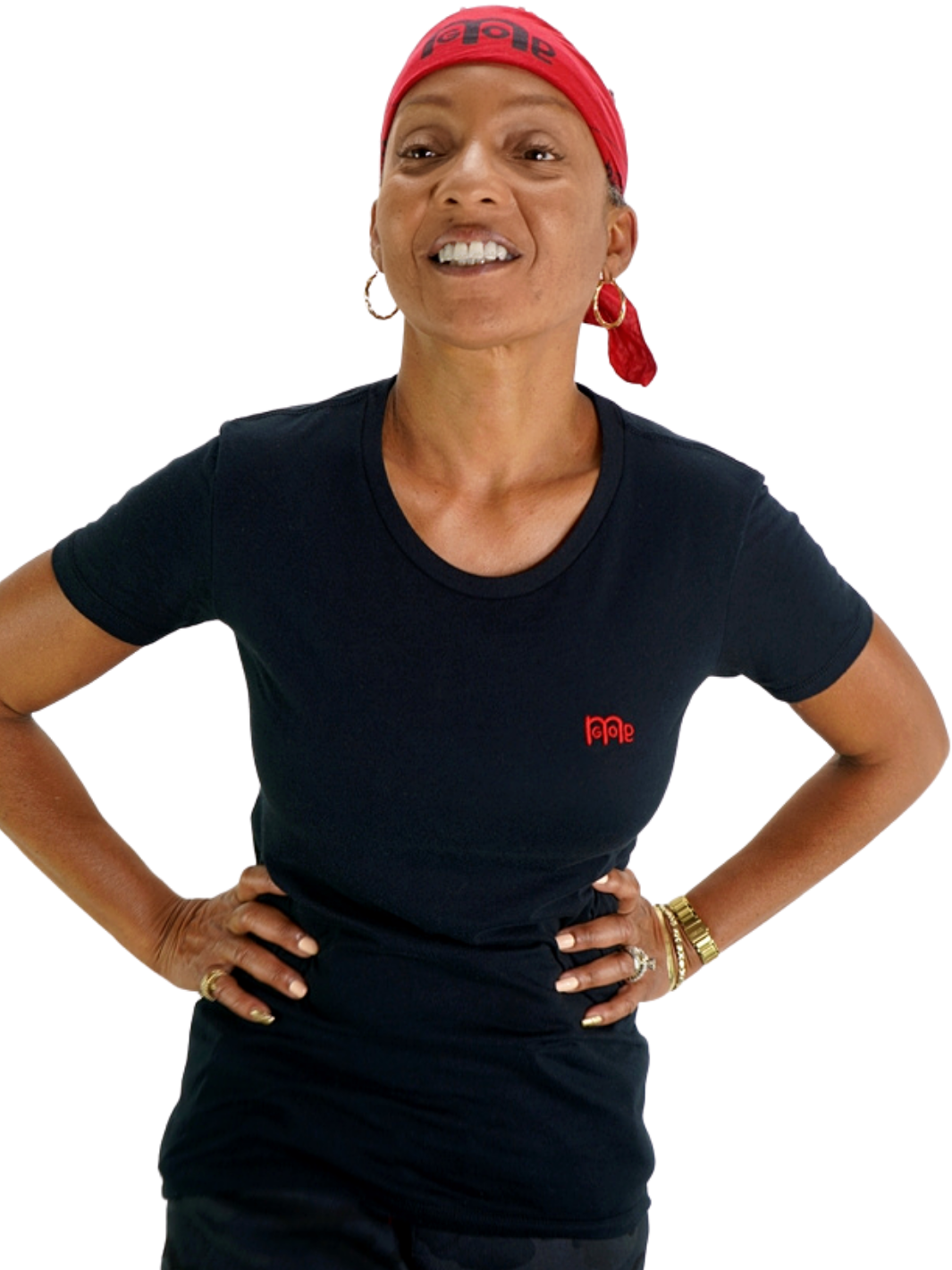 Women's Black GODinme T-Shirt: Super soft, lightweight with feminine curve design, and Red GODinme logo at left chest.