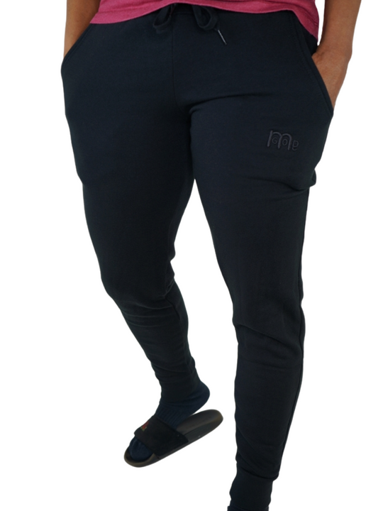 The perfect Black sweat pant material for your lounging needs. Featuring the same Black tone color GODinme logo at left thigh, live in comfortable softness while representing your Faith!