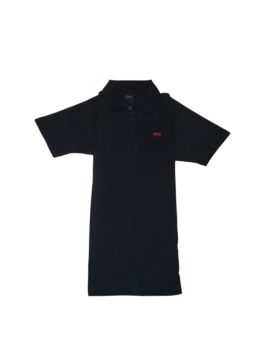 Classic-Fit Black Polo Shirt with Red GODinme Logo: Perfect for any occasion.