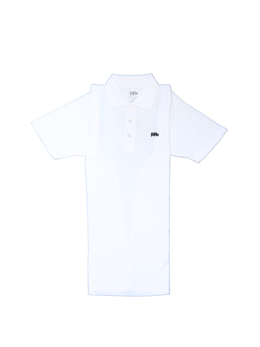 Classic-Fit Whited Polo Shirt with Black GODinme Logo: Perfect for any occasion.
