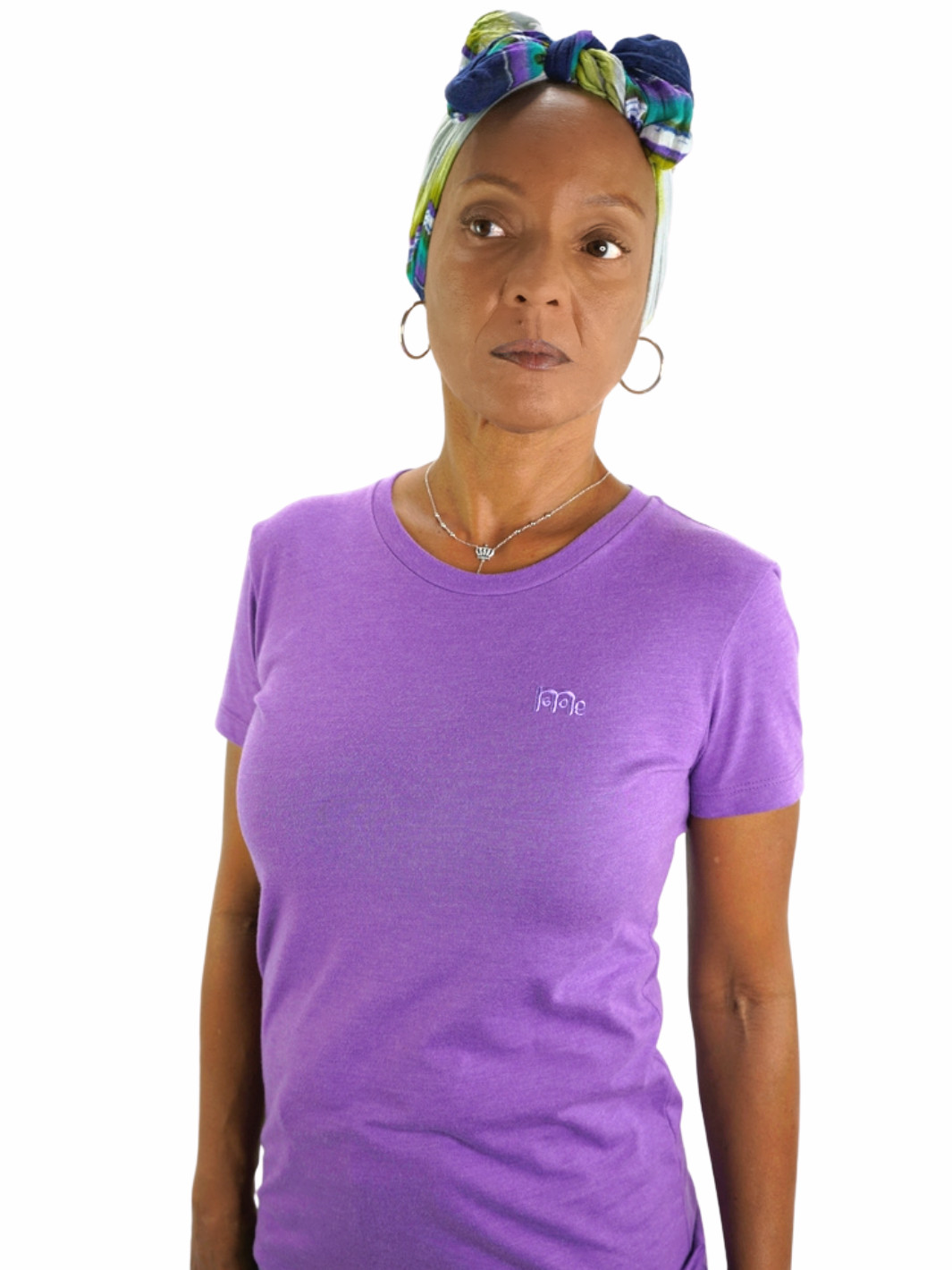 Women's Purple GODinme T-Shirt: Super soft, lightweight with feminine curve design, and matching Purple GODinme logo at left chest.