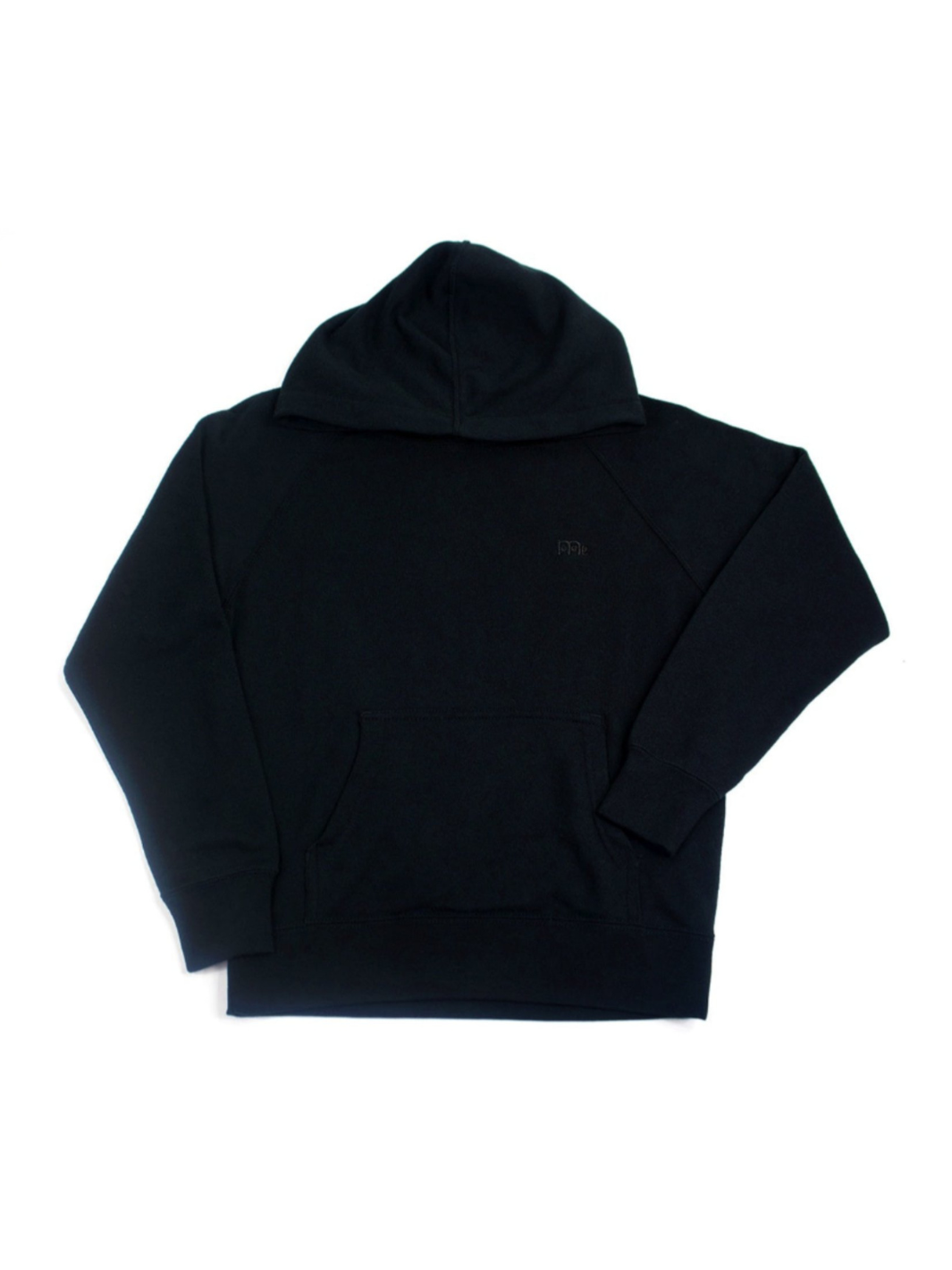 Youth Christian Hoodie in Black with same-tone GODinme logo - front view