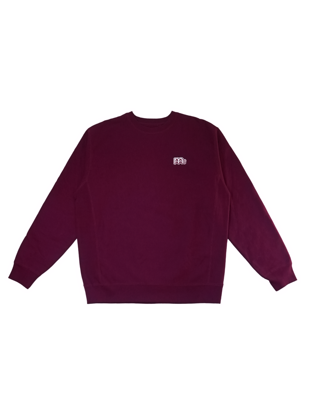 Burgundy Crewneck with premium cross grain design to ensure long-lasting comfort and wear. Featuring logo at left front and GODinme on the back.