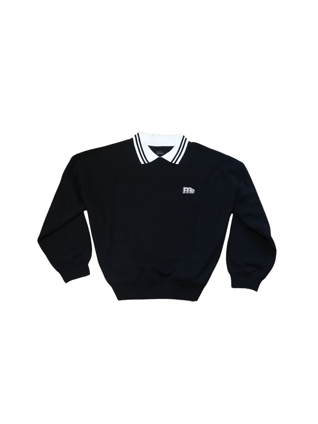 Incredibly comfortable and stylish Oversized Collared Crewneck in Black with attached collar. The GODinme patches on front and back represent your Faith boldly.
