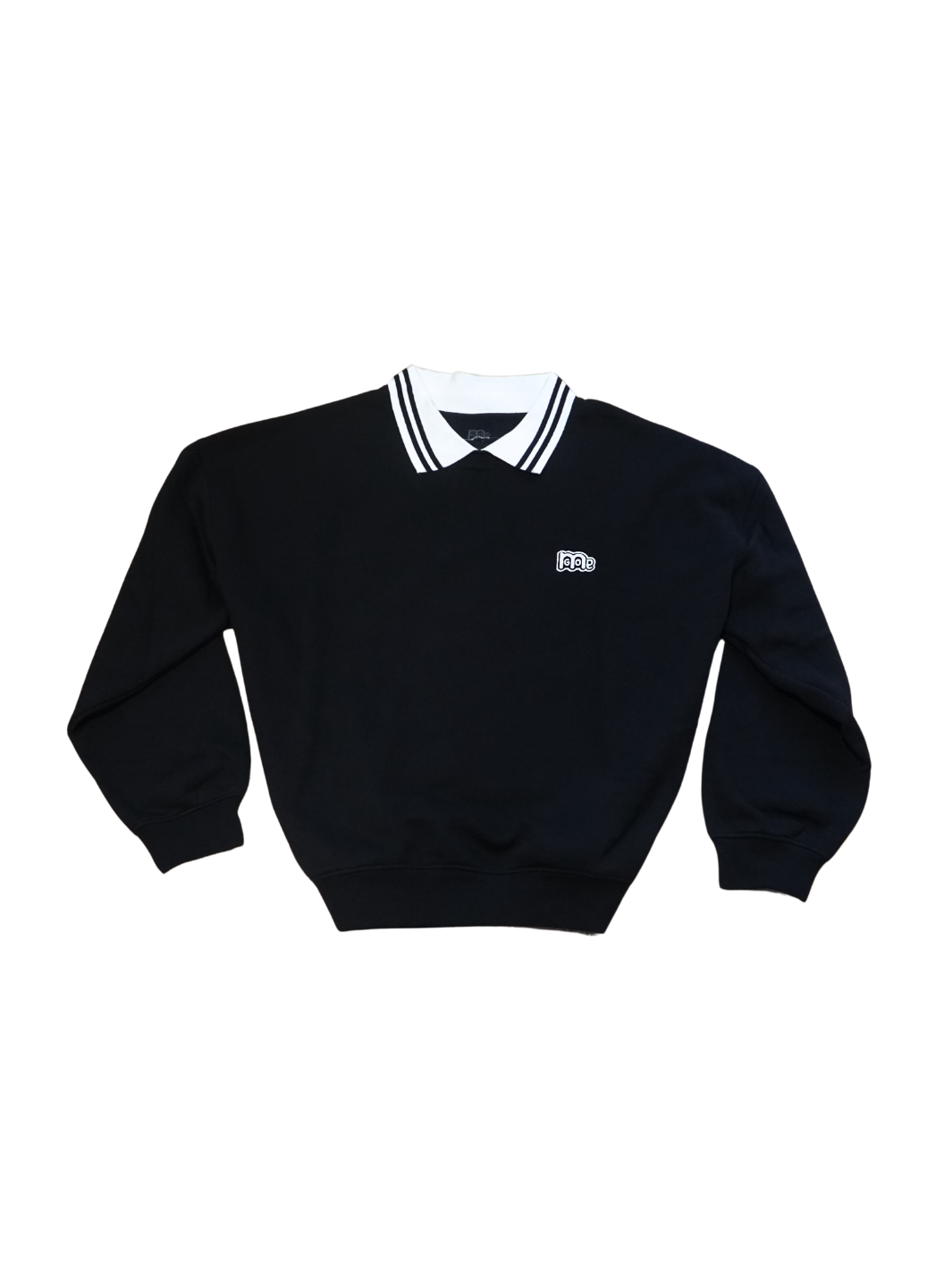 Incredibly comfortable and stylish Oversized Collared Crewneck in Black with attached collar. The GODinme patches on front and back represent your Faith boldly