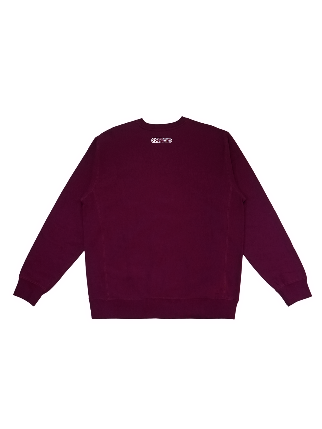 Burgundy Crewneck with premium cross grain design to ensure long-lasting comfort and wear. Featuring logo at left front and GODinme on the back.