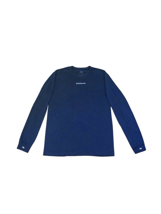 Made to feel like sueded peach fuzz, this Blue long sleeve shirt offers unbeatable comfort. The GODinme printed on front chest and the logo on sleeve cuffs and upper back represent boldness and style.