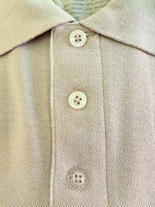 Classic-Fit Beige Polo Shirt with GODinme Logo on buttons: Perfect for any occasion.