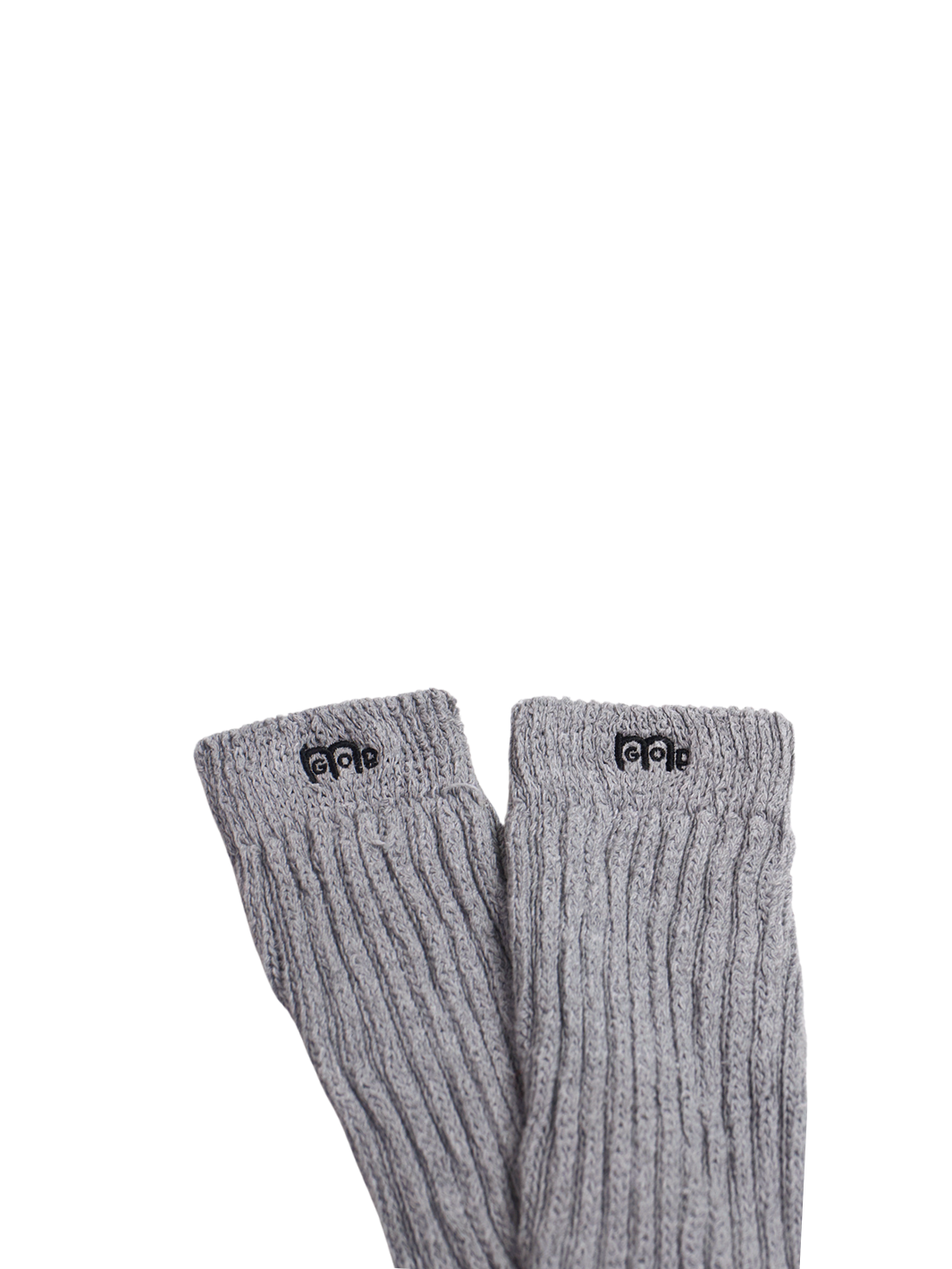 Grey slouch socks with Black GODinme logo