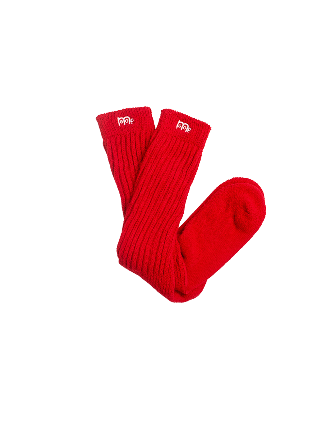 Red slouch socks with White GODinme logo