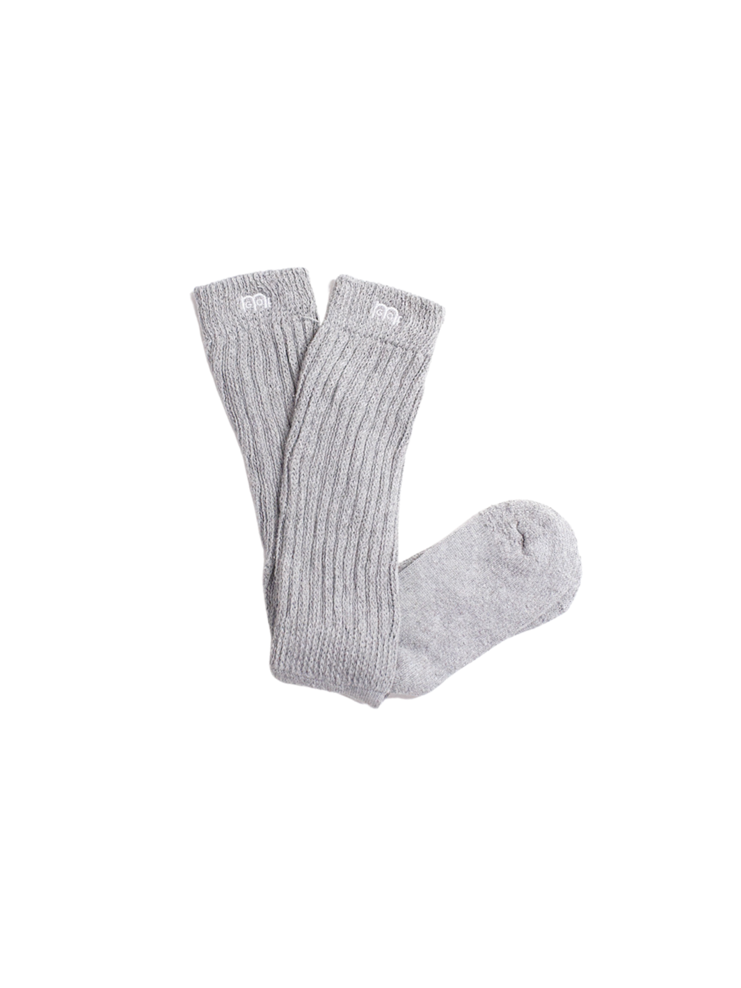 Grey slouch socks with White GODinme logo