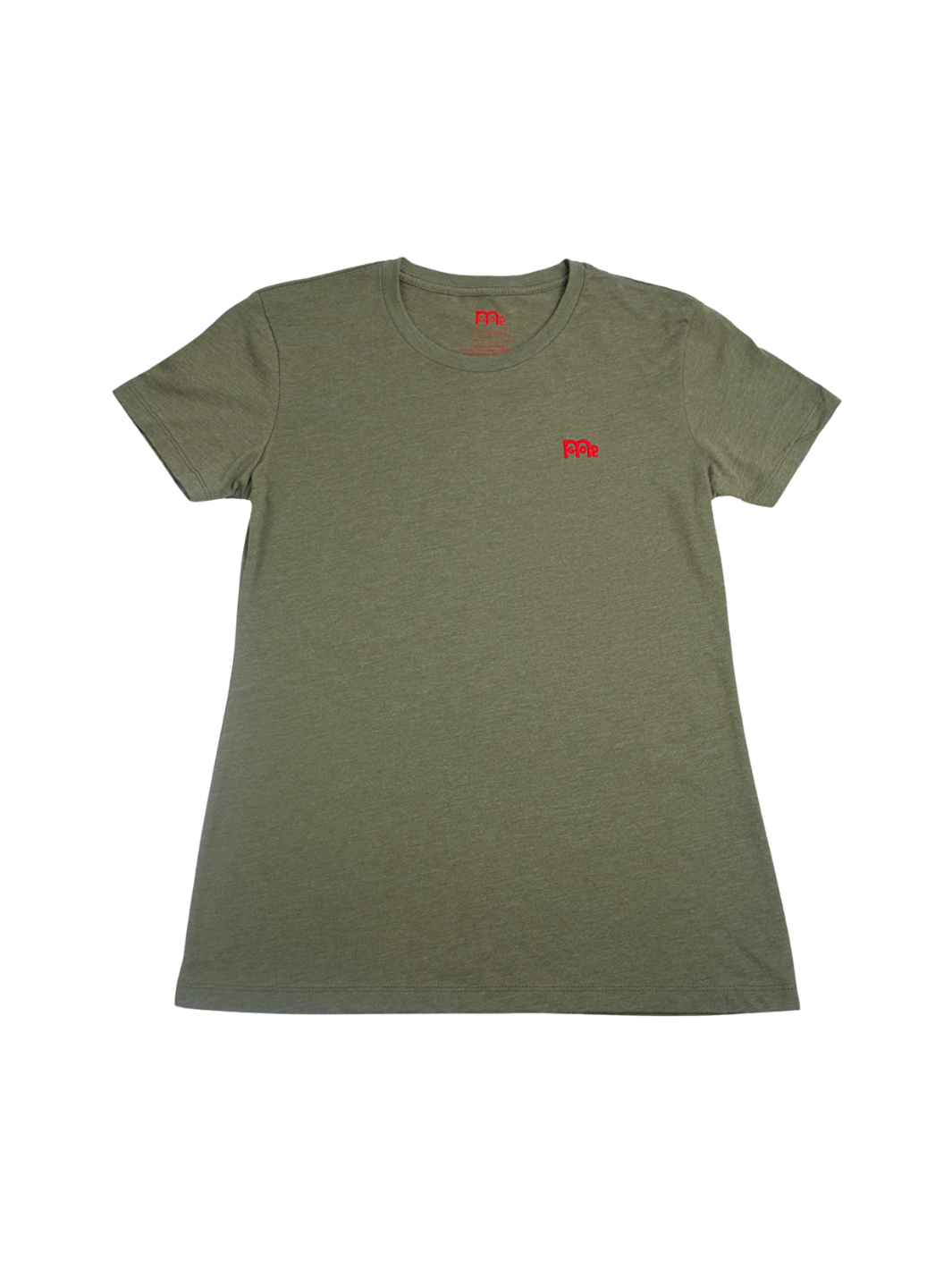Women's Army Green T-Shirt: Super soft, lightweight with feminine curve design, and Red GODinme logo at left chest.