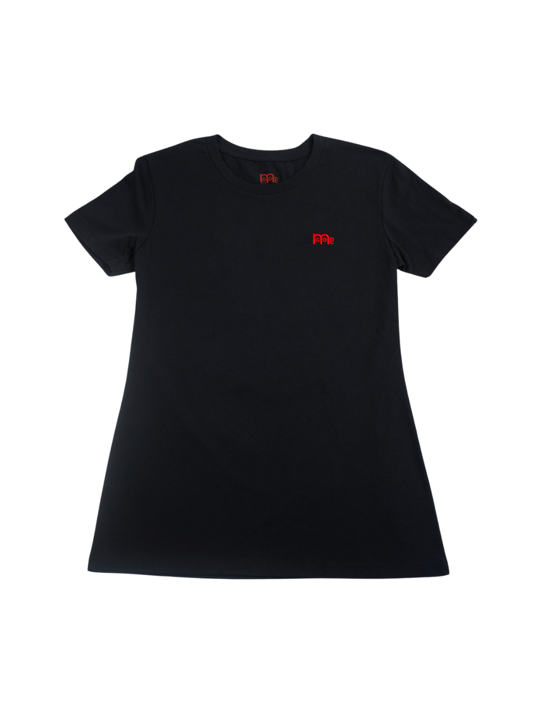 Women's Black T-Shirt: Super soft, lightweight with feminine curve design, and Red GODinme logo at left chest.