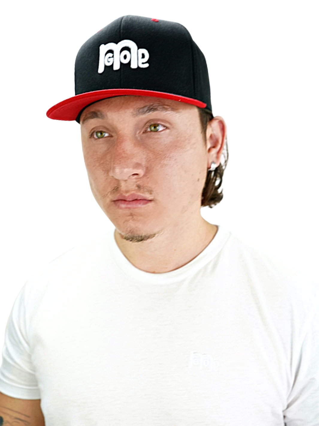  2 tone Black and Red premium wool design with moisture-wicking sweatband; featuring a bold White puff logo on front and embroidered detail GODinme on left side. Both Stylish and Comfortable.