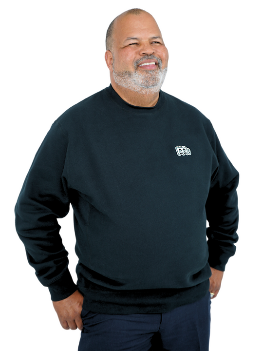  Luxury Black Crewneck with premium cross grain design to ensure long-lasting comfort and wear. Featuring logo at left front and GODinme on the back.