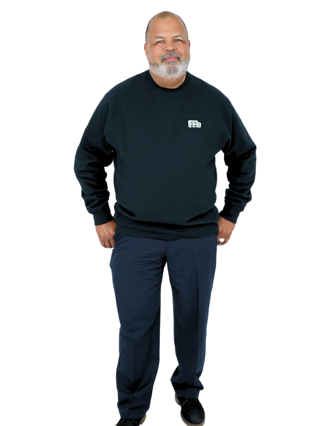 Luxury Black Crewneck with premium cross grain design to ensure long-lasting comfort and wear. Featuring logo at left front and GODinme on the back.