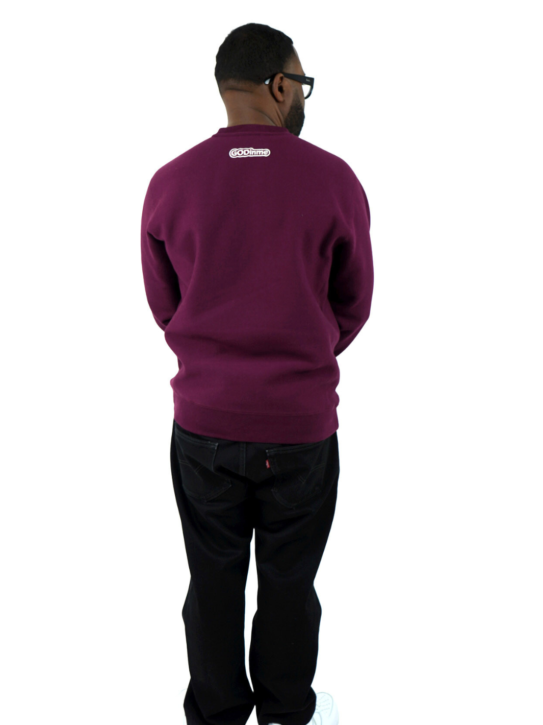 Luxury Maroon Crewneck with premium cross grain design to ensure long-lasting comfort and wear. Featuring logo at left front and GODinme on the back.