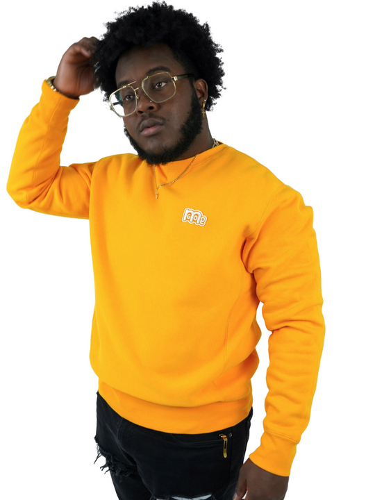 Luxury Gold Crewneck with premium cross grain design to ensure long-lasting comfort and wear. Featuring logo at left front and GODinme on the back.